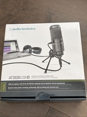 AUDIO-TECHNICA USB Microphone, Cardioid Condenser Black Tech AT2020USB+ Record